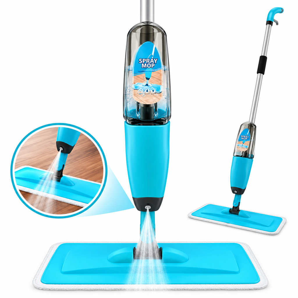 Spray Mop with 360° Swivel Mop Head, 400ml Refillable Tank, Microfiber