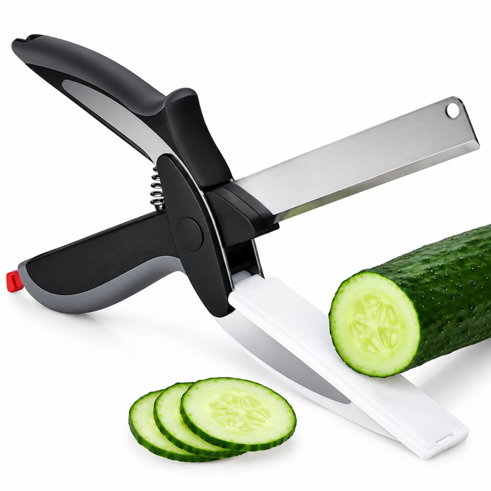 2 in 1 Kitchen Scissors for Food with Cutting Board, Safety Lock