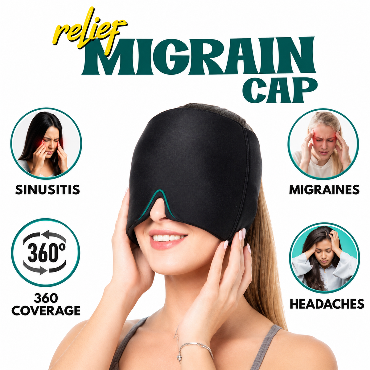 Migraine & Headache Relief Cap – Reusable Cooling Therapy Premium
