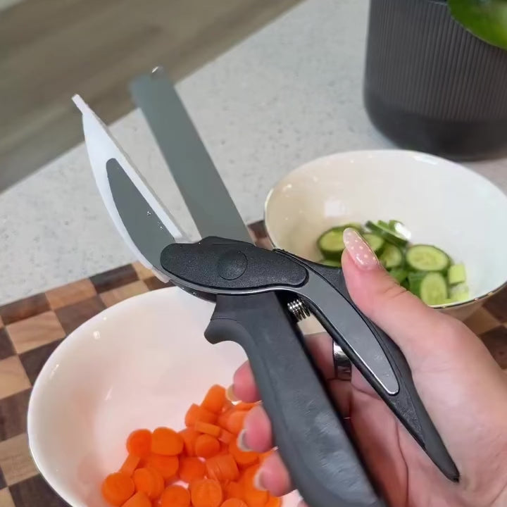 2 in 1 Kitchen Scissors for Food with Cutting Board, Safety Lock